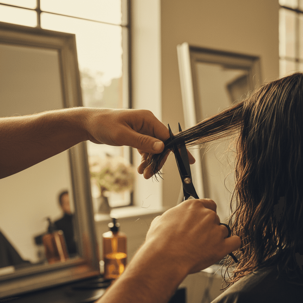 Professional haircut service with precision styling