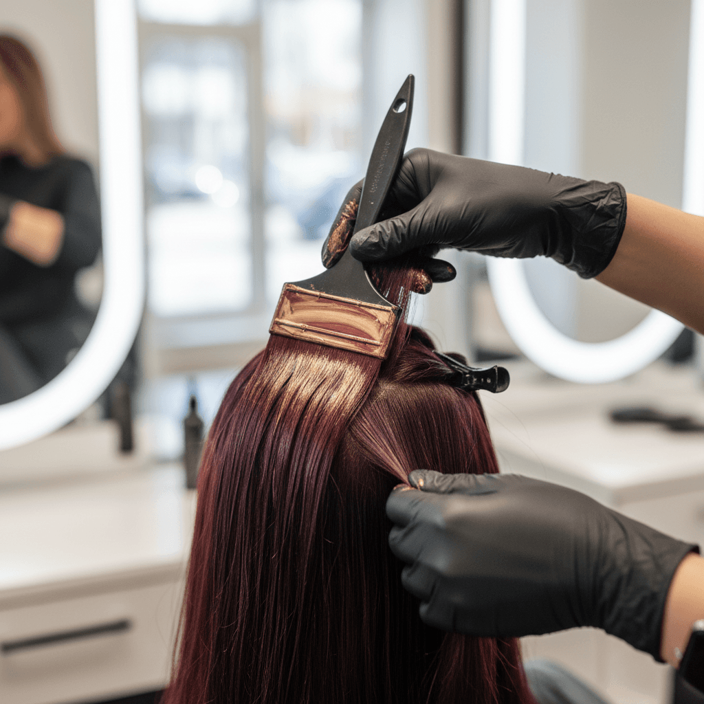 Hair coloring and smoothening services at The Hair Studio